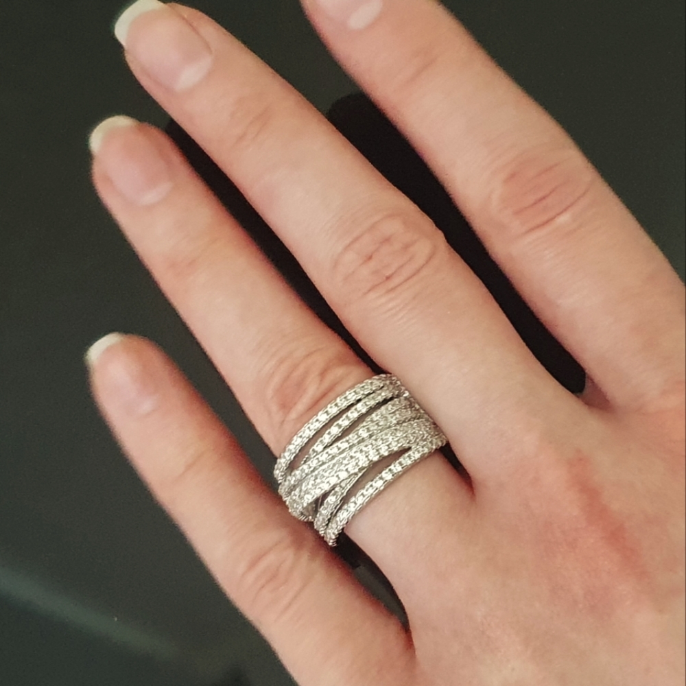 Luxury Silver Multilayer Finger Ring - Picture 4 of 4